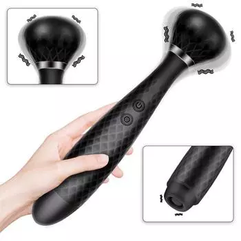 Big AV Stick 10+10 modes 2 in 1 Adults Toys Magic Wand Vibrator G-spot Massager Clitoris Stimulator Dual Head Sex Toys For Women USB charging Black