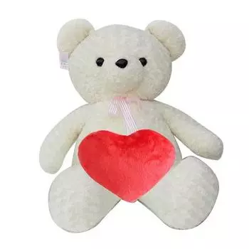 Big Bear Lovely Super Attachment Bear Doll Ivory + Heart Cushion Случайная поставка, Разные цвета, Корейские детские товары