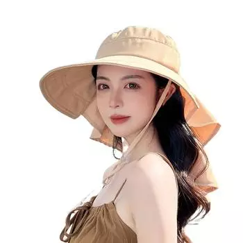 Big Bowknot Sunshade Bucket Hat with Shawl Aiti UV Fishman Hat New Design Bow Sun Hat Cycling