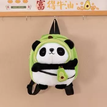 Big Capacity Panda Plush Backpack Animal Cartoon Panda Plush Bag Panda Avocado Bag Couple Style 4