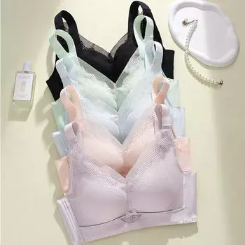 Big cup, sexy lace hole cup, thin non-steel ring , breathable cotton gathering, non-magnetic, large chest and small bra cover. 36CD чёрный