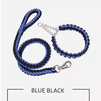 Big Dog Cable Stitch Hand Holding Rope Medium Large Dog Reinforced Golden Retriever Labrador P Chain Dog Leash Pet Supplies S [Suggested 3.50 kg-7.50 kg]] Blue Black