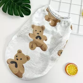 Big Dog Pet Summer Cat Vest Clothing Dog Supplies Dog Cat Big Bear Print Corgi Golden Retriever Clothing S (bust 35cm recommended 3-2.5kg pet)