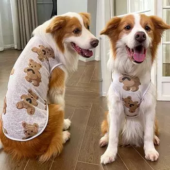 Big Dog Pet Summer Cat Vest Clothing Supplies Dog Cat Teddy Bear Dou Corgi Golden Retriever Dog Clothing S (bust 35cm recommended 3-2.5kg pet)