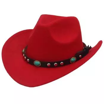 Big-edge Western Cowboy Hat Woolen Party Cosplay Hat Vintage Cowgirl Jazz Hat Bucket Hats тёмно-синий