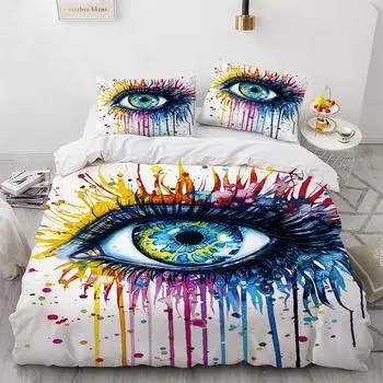 Big Eye Duvet Cover Cover Colourful Painting Art Comforter Cover King Queen Size for Teens Adults Kids Polyester Bedding Set 70x133cm 2pcs