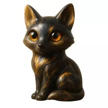 Big-Eyed Fox Figurine Hand-Carved Healing Fox Statue Lucky Animal Sculpture Home Office Desktop Decoration Ornament