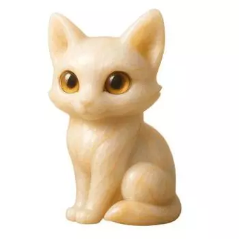 Big-Eyed Fox Figurine Hand-Carved Healing Fox Statue Lucky Animal Sculpture Home Office Desktop Decoration Ornament
