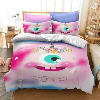 Big Eyed Monster Bedding Set Cute Cartoon 3D Print Comforter Luxury Queen King Single Duvet Cover Set Home Textile Decor Kids 70x133cm 2pcs