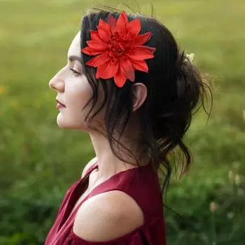 Big Flower Brooches Wedding Events Hair Clips Fashion Headwear Hairpin Beach Parties красный