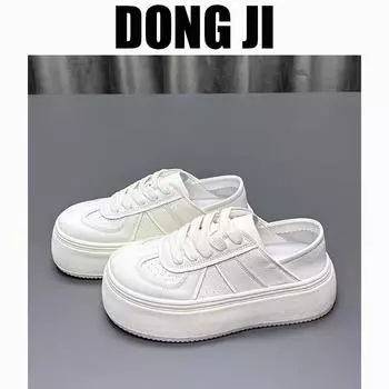 Big head and thick sole heightening little white shoes for women 2025 spring and summer foreign trade new lace-up sports and leisure versatile board 35