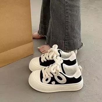Big Head Bread Little White Shoes Женская новая осенняя универсальная женская обувь Осенняя повседневная обувь на толстой подошве 35