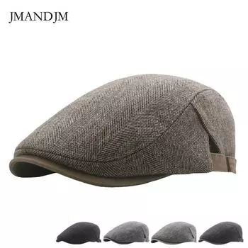Big head circumference beret autumn and winter men s fleece thermal cap striped forward hat British newsboy hat Adjustable хаки