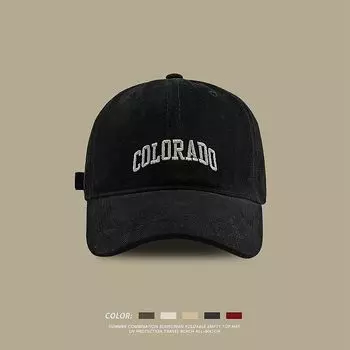 Big Head Circumference Letter Deepening Peaked Cap Outdoor Face-Looking Little Couple Baseball Cap Black Wide Brim Sun-Proof Sun Protection Hat Black