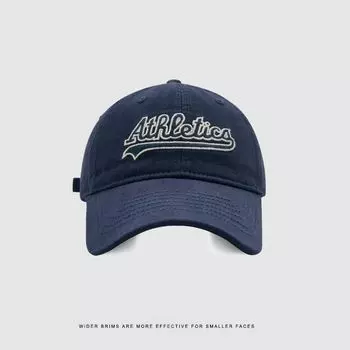 Big Head Circumference Peaked Cap Female American Retro Couple Soft Top Baseball Cap Wide Brim Face-Looking Small Sun Protection Sun Hat Male Navy blue Adjustable