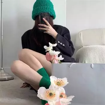 Big head circumference shows small face knitted hat children s autumn and winter fashionable solid color versatile winter warm ear protective wool hat M56-58cm синий