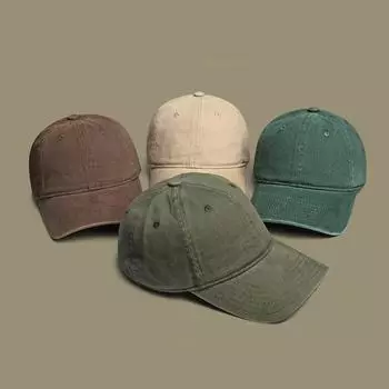 Big head circumference solid color light plate hat high quality wide brim face small cap autumn and winter retro polished baseball cap men M56-58cm хаки