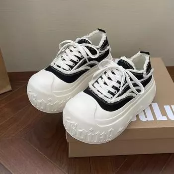 Big head muffin thick sole little white shoes women s spring fashion tire sole sports casual shoes height increase bread shoes women 35