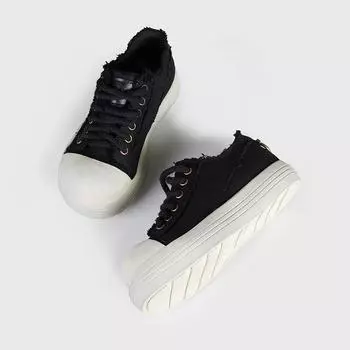 Big head shoes thick sole old dirty denim Mickey shoes ugly cute niche casual versatile canvas women s shoes 35