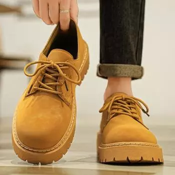 Big head tooling shoes men s autumn non-slip kick not rotten low-top big yellow boots men s British style retro thick-soled Martin boots 39