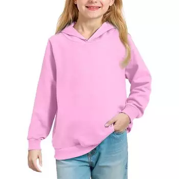 Big Kids Solid Hoodie - Unisex Pullover Sweatshirt 170