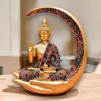 Big Meditating Moon Buddha Statue Showpiece (Bronze) бронзовый