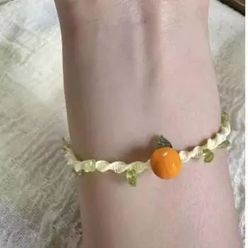 Big Orange Carrying Strap DIY Material Package Hand Weaving Bracelet Fresh Qixi for Girlfriend Girlfriend Gifts Finished orange hand rope (creamy-white)