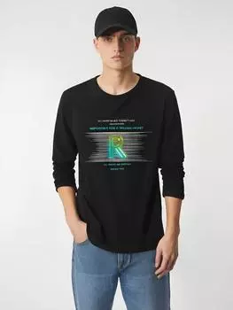 Футболка мужская с длинным рукавом с узором Big R из чистого хлопка S-5XL Мужская толстовка S