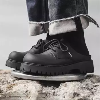 Big Scalp Shoes Men s Summer Casual Retro Heightened Toe Slippers British Style Black Wide Foot Tide 18889-J 38 чёрный