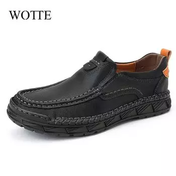 Big Size47 48 Men Casual Shoes Fashion Leather Shoes for Men Spring Autumn Men s Flat Shoes Driving Sneakers Zapatos Hombre 39 чёрный