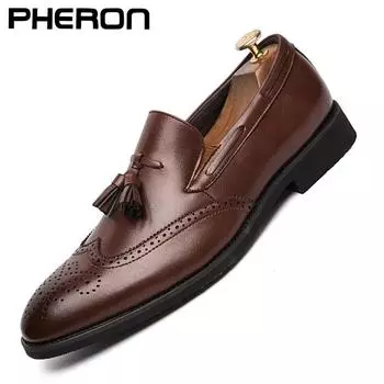 Big Size 38-48 Men Brogue British Oxford Dress Shoes Male Gentleman PU Leather Footwear Flats Tassel Men Loafers Zapatos Hombre 6