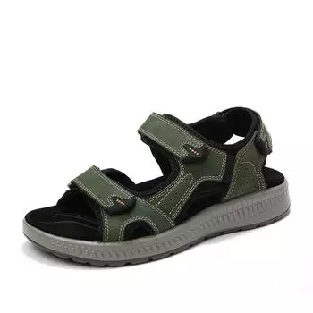 Big Size 38-48 Summer Cool Hand Sewing Men Sandals Genuine Leather Beach Men s Shoes Casual Wading Shoes Boy Trend Free Shipping 38 зелёный