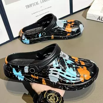 Big Size 49 Summer Men Slippers Fashion Thick Bottom Hole Shoes EVA Slippers Anti Slip Baotou Slippers Outdoor Beach Female Gard 39 белый