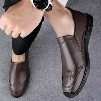 Big Size Genuine Leather Men Shoes Casual Luxury Brand Soft Mens Breathable Lace up Moccasins Male Driving Shoes Zapatos Hombre 37 коричневый