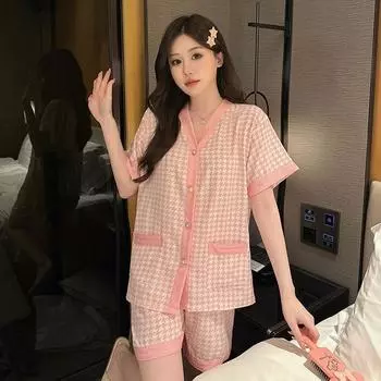 Большие размеры Женская пижама Пижамы Летний пижамный комплект с шортами Повседневная пижама De Mujer Корейская мода XXL