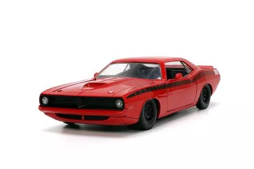 Big Time Muscle 1973 Plymouth Barracuda Car Toys для детей и взрослых 124 литой красный/черный,