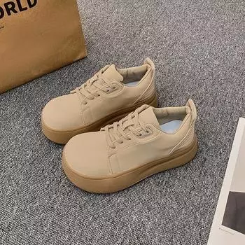 Большие повседневные женские туфли с большим носком, осенние, новые винтажные туфли на платформе с круглым носком 35 хаки