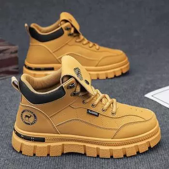 Big Yellow Boots Men s High Top Martin Boots Autumn and Winter 2024 Casual Trend Shoes Men s Outdoor Tooling Locomotive Short Boots 39