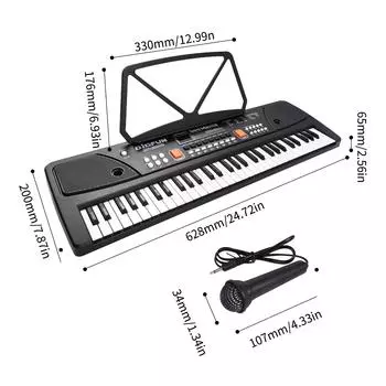 BIGFUN 61 клавиша перезаряжаемый электронный орган детское электрическое пианино с микрофоном черный цифровой чёрный