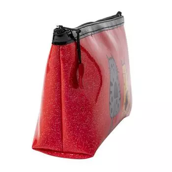 Biggdesign Cats Travel Cosmetic Bag, Make up Pouch Case, Toiletry Organizer Pencil Case, 25x13,5x6,5 cm / 10x5x3 in, Red Color