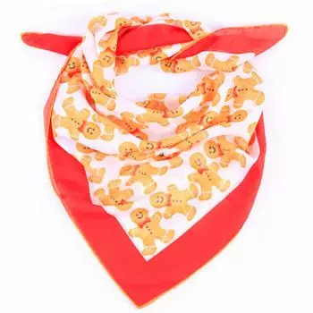 BiggDesign Gingerbread Patterned Scarf, Custom Woven Fabric, Special Design, 90 x 90 Cm, Soft and Comfortable Woven,