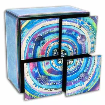 Biggdesign Glass Jewelry Box with 4 Drawers, Design with Evil Eye Bead Motif, Tidy and Convenient, Jewelry Box, Blue