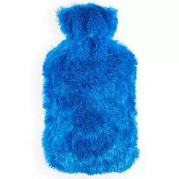 Biggdesign Hot Water Bottle with Soft Plush Cover, 2L Large, Washable Hot Water Bag for Cramps, Neck and Back Pain, Feet and Shoulders (Blue)
