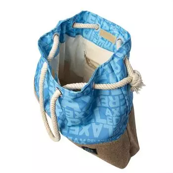 Biggdesign Moods Up Beach Shoulder Bag, Large and Lightweight Summer Bag with Rope Handle and Inner Pocket, Made of Polyester and Jute, Blue