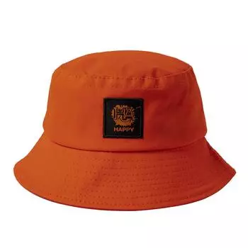 Biggdesign Moods Up Happy Bucket Hat For Women, Cotton Wide Brim Beach and Summer Hat, Packable Outdoor Cap, Orange Color
