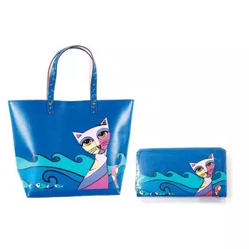 Biggdesign Owl & City Shoulder Bag and Wallet Set for Women, Ladies Tote Work Bag with Matching Clutch and Purse