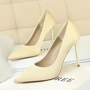 BIGTREE/12 цветов, женская мода, атласные туфли на высоком каблуке 10,5 см с острым носком и острым носком, сексуальные туфли на высоком каблуке для ночного клуба 36 ярко-розовый