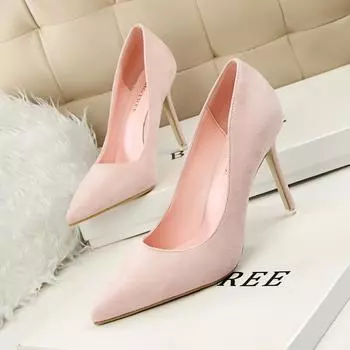 BIGTREE модные простые замшевые пикантные тонкие профессиональные женские туфли на высоком каблуке 9 см с острым носком и тонким каблуком