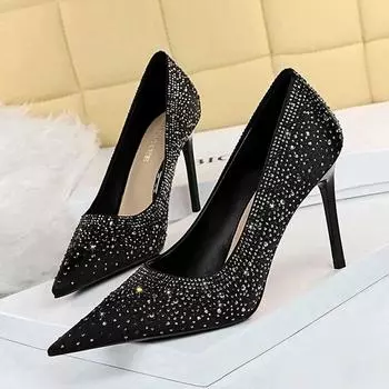 BIGTREE модные шелковые женские туфли-лодочки с золотыми стразами и кристаллами, новинка 2023 года, весенние пикантные вечерние свадебные туфли на высоком каблуке с острым носком 34 белый