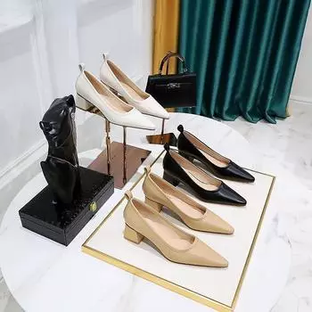 Bigtree/Новинка 2023 года, весенняя женская обувь на остром высоком каблуке, блестящие женские туфли с острым носком, базовый массивный каблук, размеры 35–41